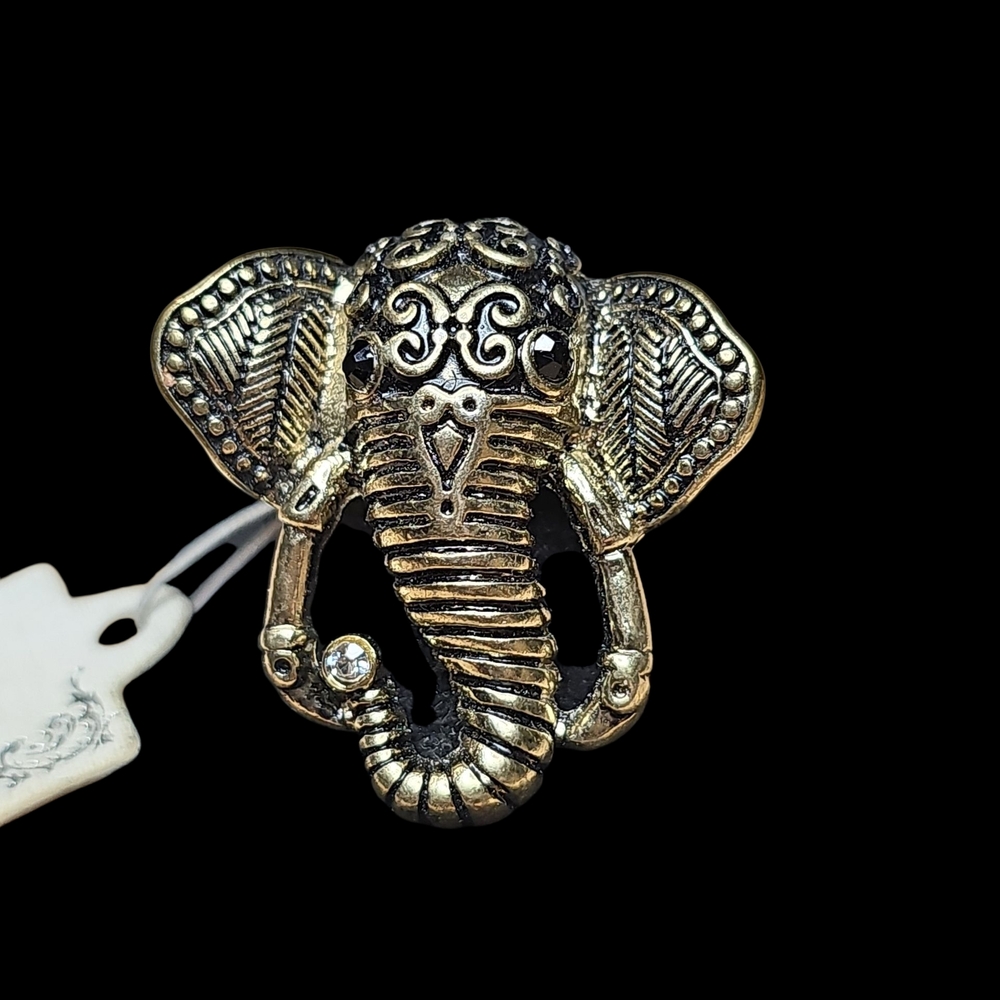 Elegant Gold Elephant Statement Adjustable Ring